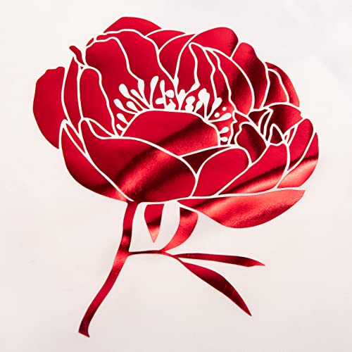 Red Metallic Foil Heat Transfer Vinyl 12" x5ft Red HTV Vinyl Roll Chrome Iron on Vinyl Easy to Cut & Weed DIY Heat Press Design for T