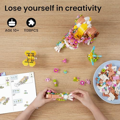 Cat and Flower Building Toy Set for Girl 10+