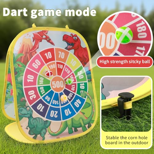 Bean Bag Toss Game Toy Indoor and Outdoor Dinosaur Toys for Kids 3 (20 Count)