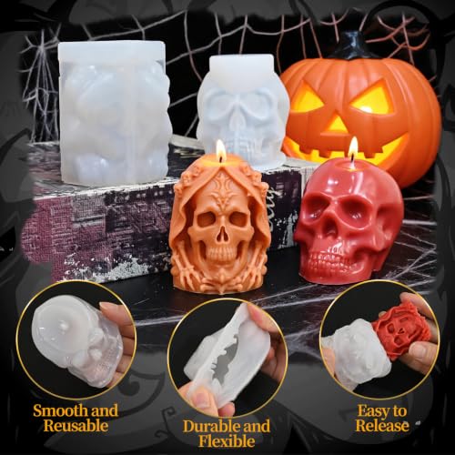 Skull Candle Mold Silicone (2 Count)