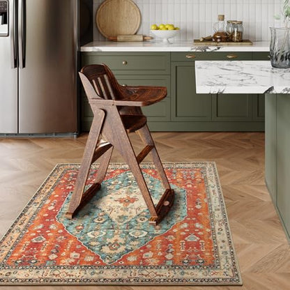 Felice Boho Tribal Square 4x4 Washable Rug