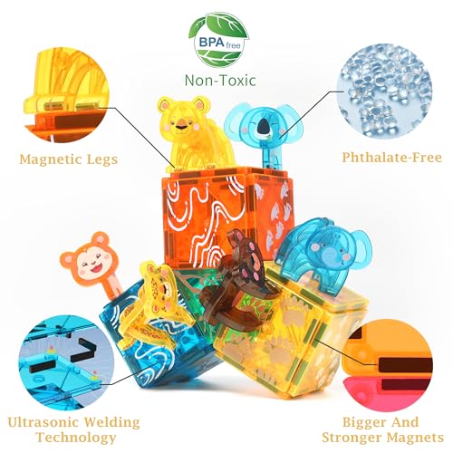 Zoo Animals Magnetic Tiles Set 108PCS