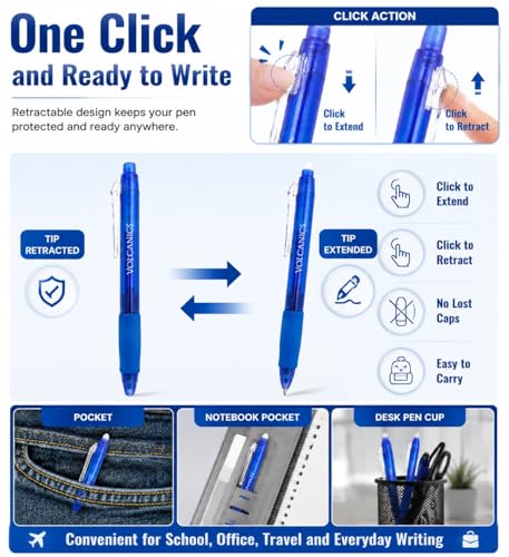Retractable Clicker Erasable Gel Pens (12 Count)