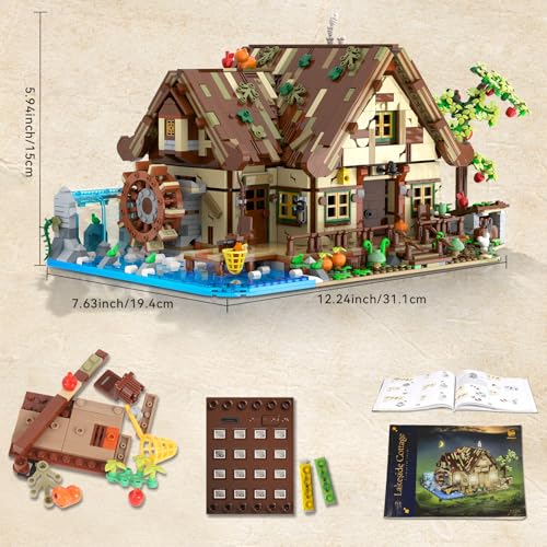 Wood Cabin Building Set with Lights for Adults