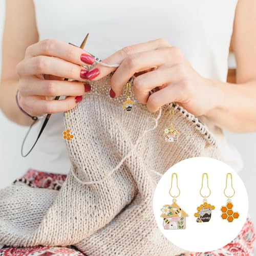 16Pcs Bee Honeycomb Stitch Marker Charms