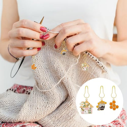 16Pcs Bee Honeycomb Stitch Marker Charms