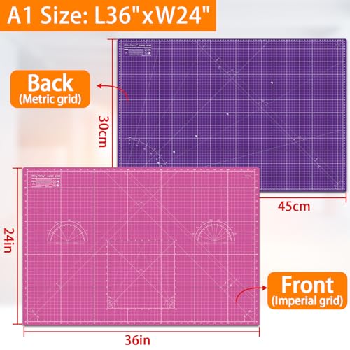 Self Healing Cutting Mat A1 24"x 36" Double Sided Pink Mat