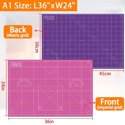 Self Healing Cutting Mat A1 24"x 36" Double Sided Pink Mat