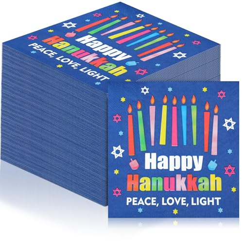 60 Pcs Happy Hanukkah Cocktail Paper Napkins 6.5 x 6.5 Inches (60 Count)