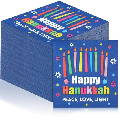 60 Pcs Happy Hanukkah Cocktail Paper Napkins 6.5 x 6.5 Inches (60 Count)
