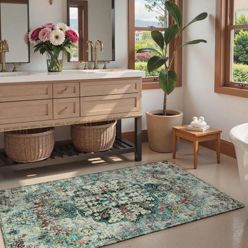 Reine Bohemian Floral Medallion Area Rug