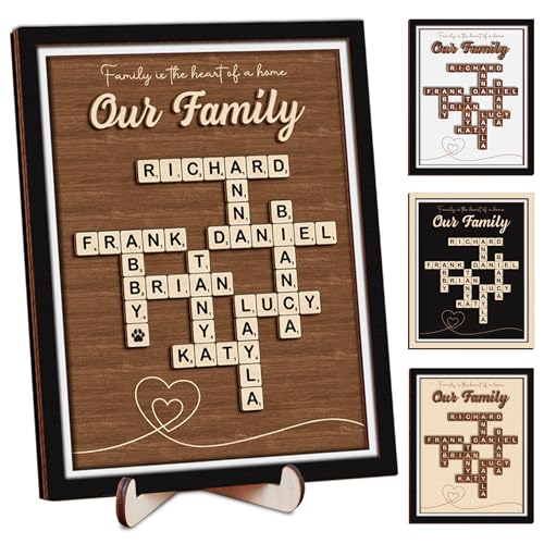 Custom Scrabble Family Name Frame Gifts for Mother's Day from Daughter Son Scrabble Puzzle Sign Wall Art