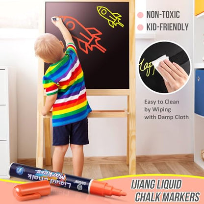 Chalk Markers 8 Vibrant Colors Set for Blackboard & Glass Surfaces (8 Count)