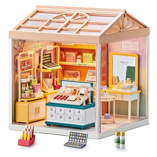 Makeup Store Miniature House Kit with Light & Roof