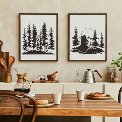 Mountain Tree Stencils for Painting Forest Animal Stencils for Wood Burning (11 Count)