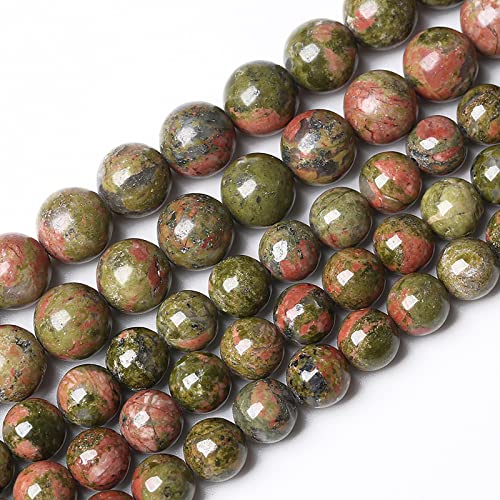 60pcs 6mm Natural Unakite Gemstone Beads Round Loose Beads for Jewelry Making DIY Bracelet Necklace… (16 Count)