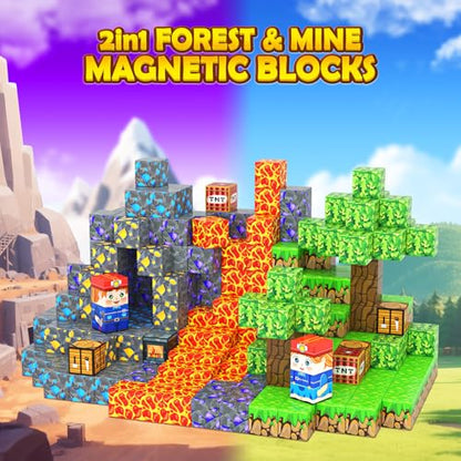 Magnetic Blocks 100PCS Kids Toys Magnetic Building Blocks Build Mine Magnet World Craft Cubes Boys Toys Ages 3 (100 Count)
