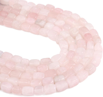 Natural Rose Quartz Cuboid Stone Loose Semi Gemstone Beads for Jewelry Making 8mmx12mm 38cm/Strand