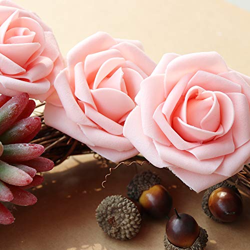 Pink Rose 50pcs Real Looking Artificial Flowers w