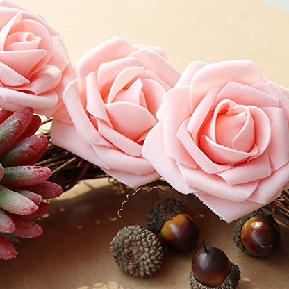 Pink Rose 50pcs Real Looking Artificial Flowers w