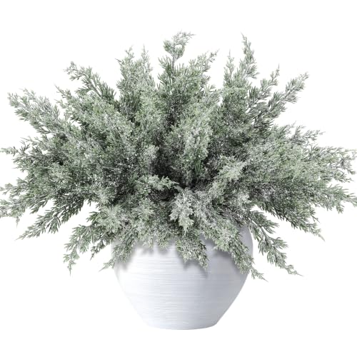 15 Packs 16.5 Inches Artificial Christmas Snow Pine Branches (15 Count)