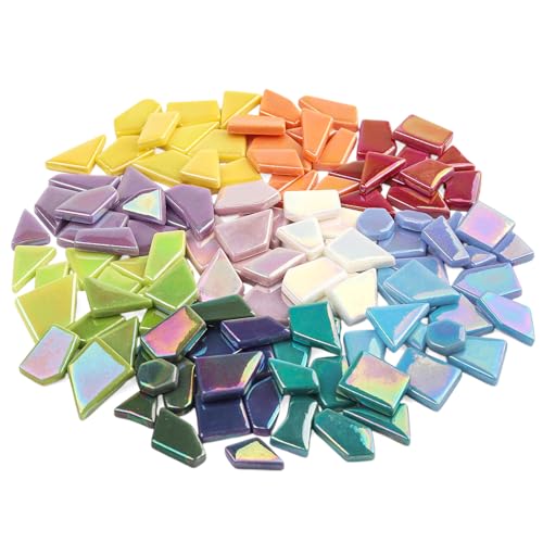 Iridescent Glass Mosaic Tiles for Crafts Bulk (7.06 Ounce)