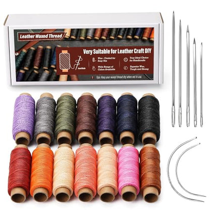 Waxed Thread 0.55mm 14pcs 76 Yard Leather Thread for Hand Sewing (230 Foot)