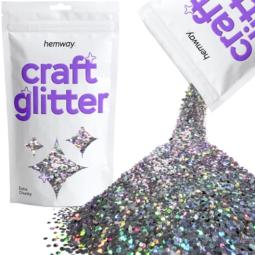 Craft Glitter Gun Metal Grey Holographic 100g Extra Chunky Glitter (3.5 Ounce)