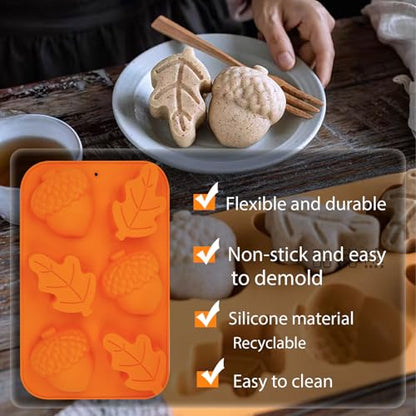 3 Pack Acorn Leaf Silicone Chocolate Molds (3 Count)