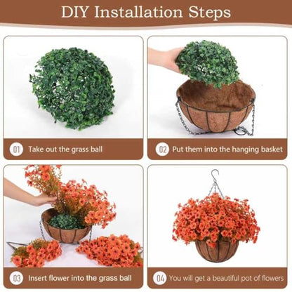 24 Pcs Artficial Outdoor Flowers with Hanging Baskets (2 Count)