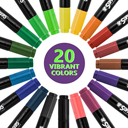 Super Markers 20 Vibrant Dual Tip Fabric Markers (20 Count)