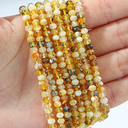 Natural Yellow Opal Beads 4x2mm 120pcs Faceted Rondelle Loose Semi Gemstone Beads for Jewelry Making Design (120 Count)