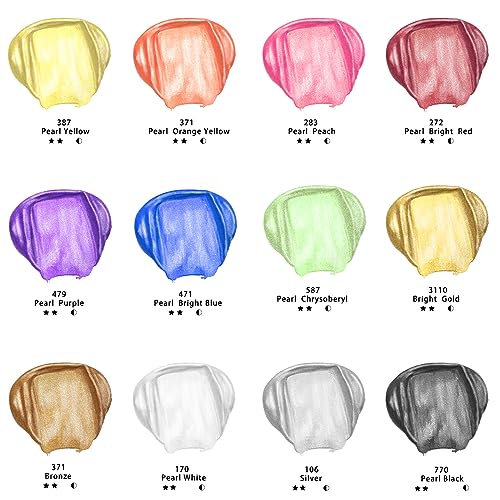 12 Metallic Colors Acrylic Paint 59ml (24 Fl Oz)