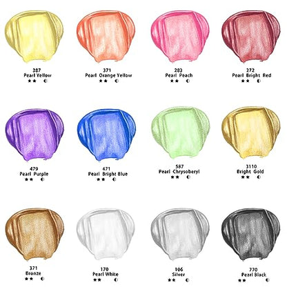 12 Metallic Colors Acrylic Paint 59ml (24 Fl Oz)