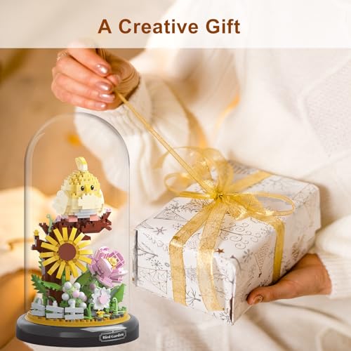 Parrot Flower Bouquet Building Set Plants Friend Set Adults Bonsai Tree Animal Building Blocks Set Party Favors for Kids Valentine's Birthday Gift for Girlfriend Boys Girls Age 6