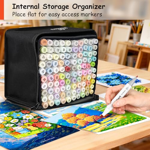 100 Colors Pastel Alcohol Markers Fine & Chisel Art Markers Pens (100 Count)