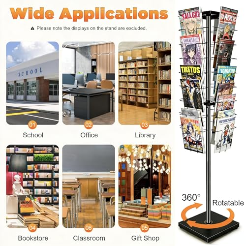 Rotate Wire Magazine Brochure Holder Card Comic Book Display Stand