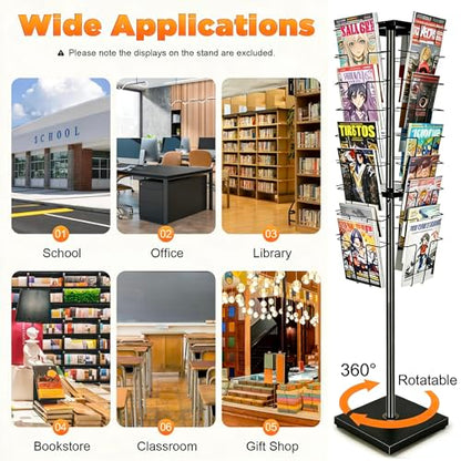 Rotate Wire Magazine Brochure Holder Card Comic Book Display Stand