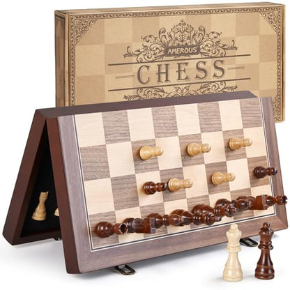 15'' Magnetic Wooden Chess Set for Adults Kids