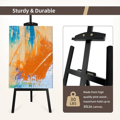 Adjustable Black Pine Wooden Painting Easel