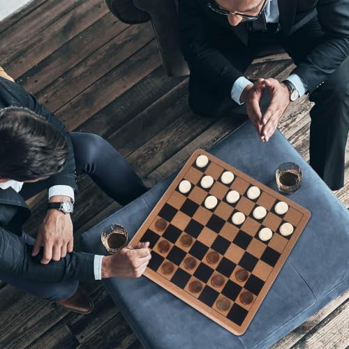Wooden 2-in-1 Chess and Checker Board Game Set, Classic Game for Kids and Adults, 11 inches Chess Board Set, Perfect for Travel and Family Fun