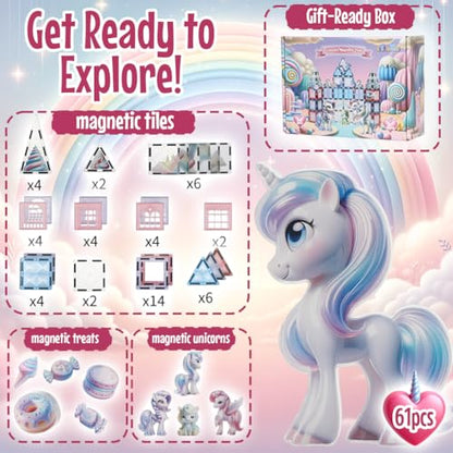 Unicorn Magnetic Tiles (61 Count)
