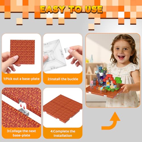 4PCS 4" x 4" Magnetic Building Block Base Plates for Kids