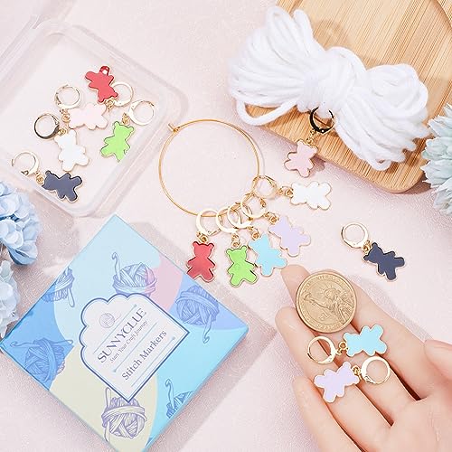 1 Box 14pcs Crochet Stitch Marker Stitch Markers Knitting Bear Stitch Marker Charms Animals Leverback Enmamel Cute Stitch Marker for Knitting Weaving Sewing Needleworks DIY Craft Supplies