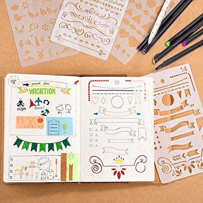 30 PCS Journal Stencils