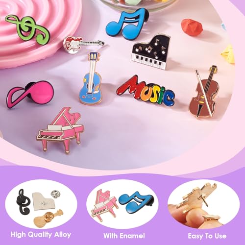 Beadthoven 9pcs Musical Instrument Badge Brooch Pins Fashion Metal Music Notes Symbols Enamel Lapel Pin Backpack Clothes Jewelry Gift Cute Cartoon Pin for for DIY Backpacks Bags Jackets Hat Decoration