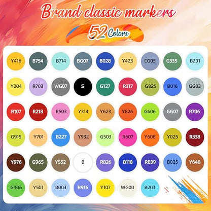 52 Colors Alcohol Markers Dual Tip