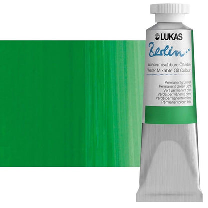 Berlin Pro Artists Water Mixable Oil Paint 37 ml Tube Permanent Green Light