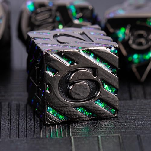 Metal Dice Set with Inlay Design