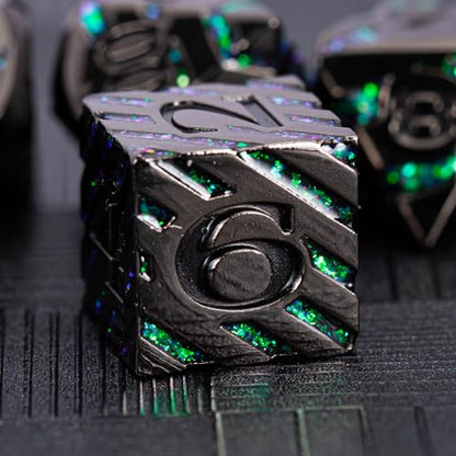 Metal Dice Set with Inlay Design